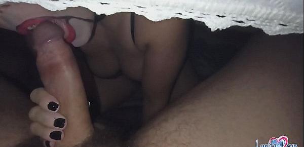  Awesome under table Blowjob for Halloween - Oral Creampie